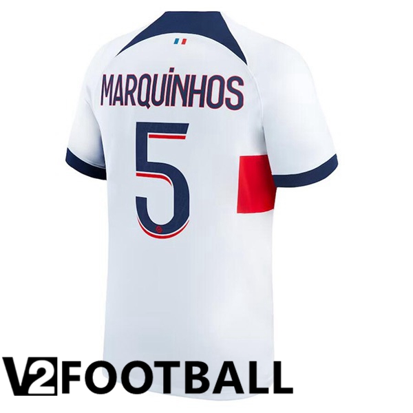 Paris PSG (Marquinhos 5) Football Shirt Away White 2023/2024