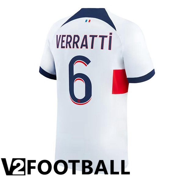 Paris PSG (Verratti 6) Football Shirt Away White 2023/2024
