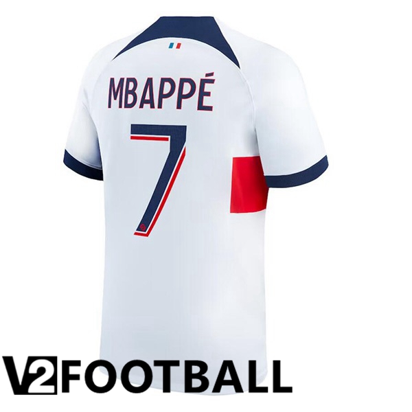 Paris PSG (Mbappé 7) Football Shirt Away White 2023/2024