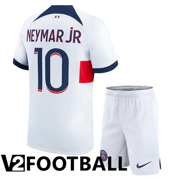 Paris PSG (Neymar Jr 10) Kids Football Shirt Away White 2023/2024