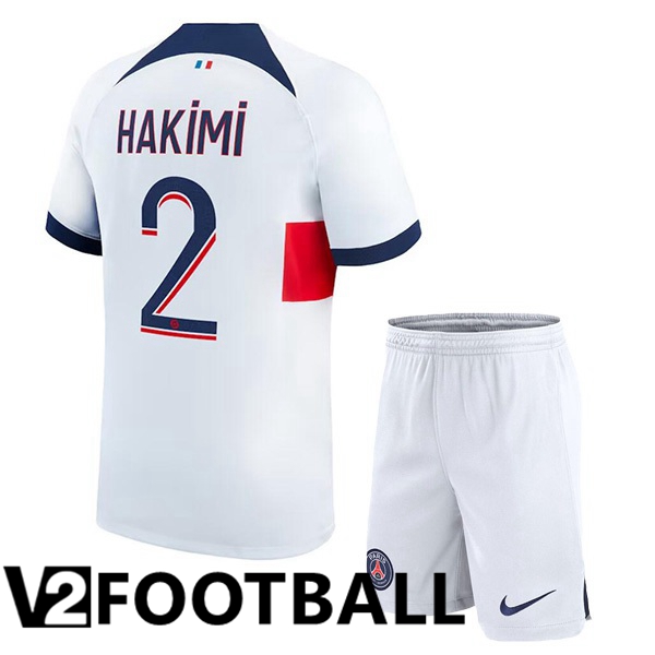 Paris PSG (Hakimi 2) Kids Football Shirt Away White 2023/2024