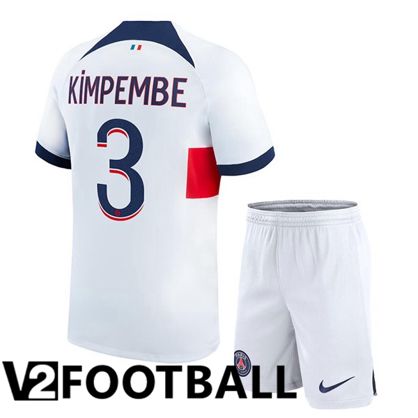 Paris PSG (Kimpembe 3) Kids Football Shirt Away White 2023/2024