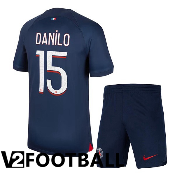 Paris PSG (Danilo 15) Kids Football Shirt Home Royal Bluee 2023/2024