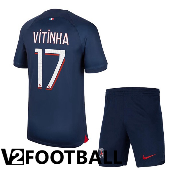 Paris PSG (Vitinha 17) Kids Football Shirt Home Royal Bluee 2023/2024