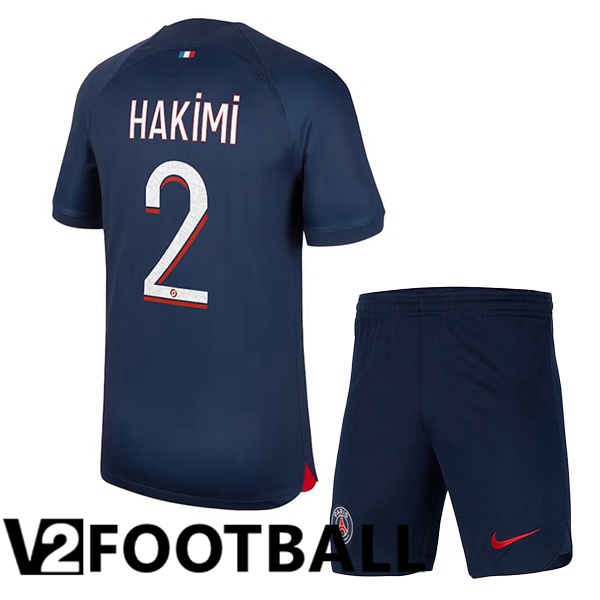 Paris PSG (Hakimi 2) Kids Football Shirt Home Royal Bluee 2023/2024