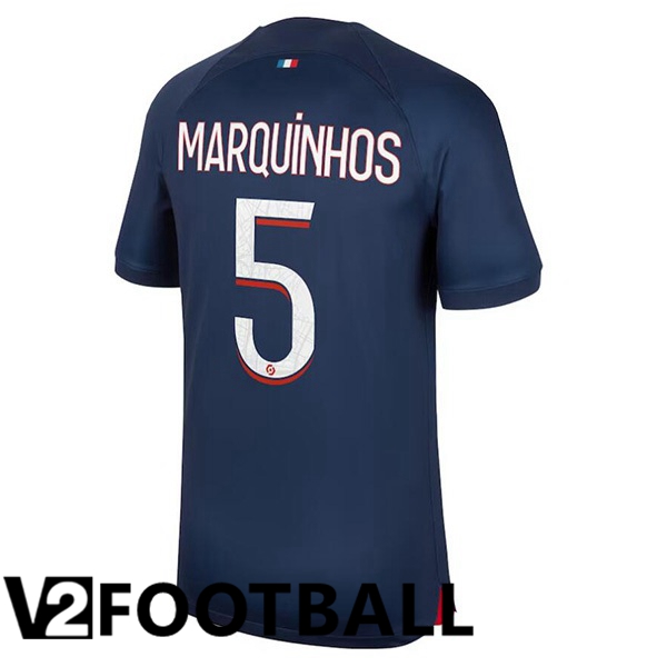 Paris PSG (Marquinhos 5) Football Shirt Home Royal Bluee 2023/2024
