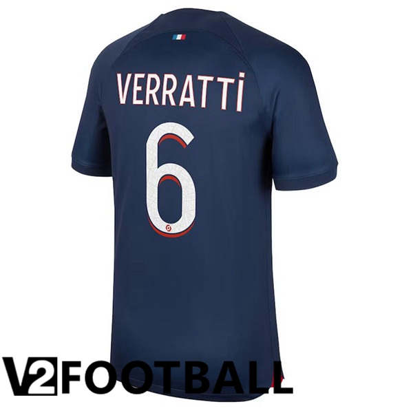 Paris PSG (Verratti 6) Football Shirt Home Royal Bluee 2023/2024