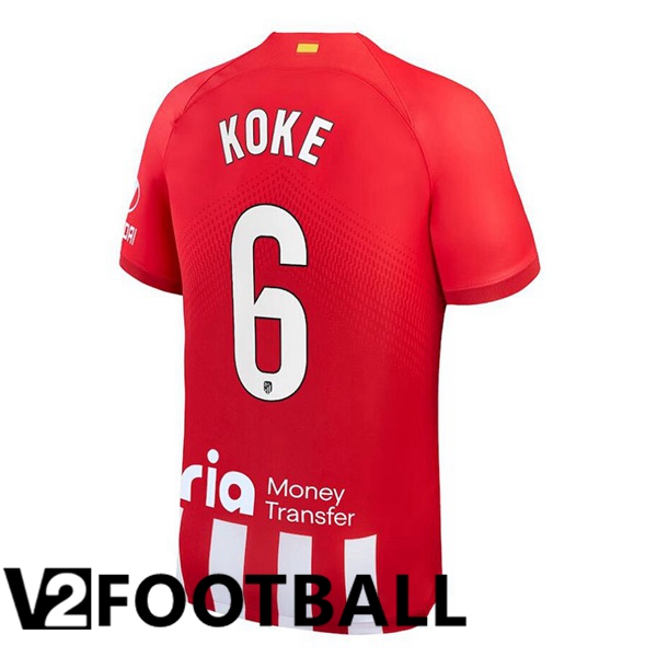 Atletico Madrid (Koke 6) Football Shirt Home Red 2023/2024