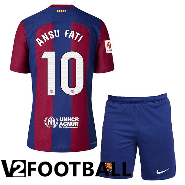 FC Barcelona (ANSU FATI 10) Kids Football Shirt Home Blue Red 2023/2024
