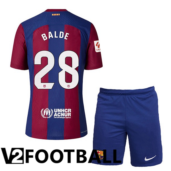 FC Barcelona (BALDE 28) Kids Football Shirt Home Blue Red 2023/2024