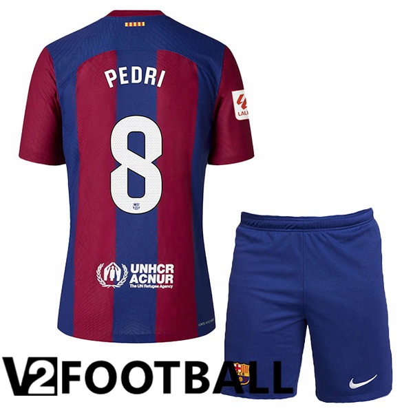FC Barcelona (PEDRI 8) Kids Football Shirt Home Blue Red 2023/2024