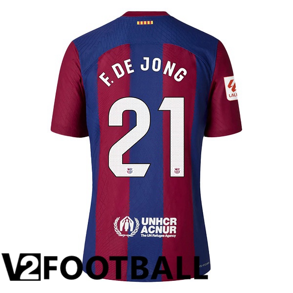 FC Barcelona (F. De JONG 21) Football Shirt Home Blue Red 2023/2024