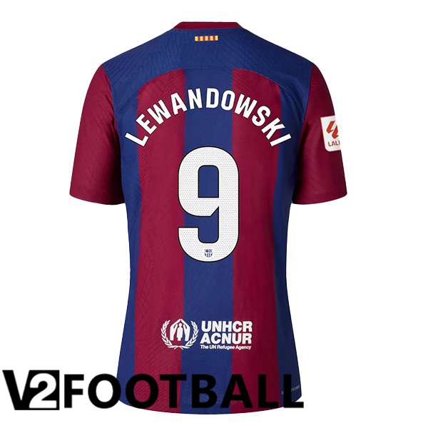 FC Barcelona (LEWANDOWSKI 9) Football Shirt Home Blue Red 2023/2024