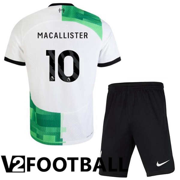 FC Liverpool (MAC ALLISTER 10) Kids Football Shirt Away White Green 2023/2024