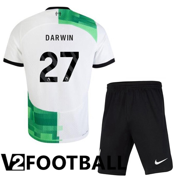 FC Liverpool (DARWIN 27) Kids Football Shirt Away White Green 2023/2024