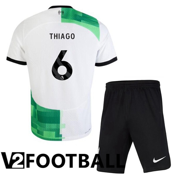 FC Liverpool (THIAGO 6) Kids Football Shirt Away White Green 2023/2024