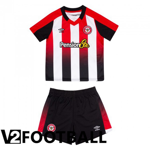 Brentford FC Kids Football Shirt Home Red White 2023/2025