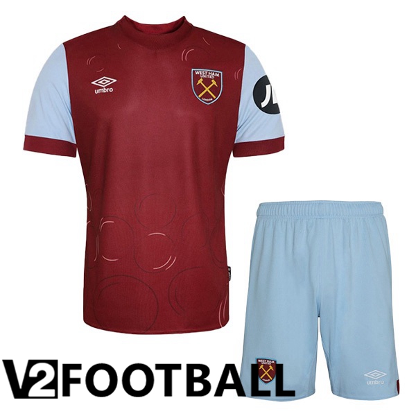 West Ham Kids Football Shirt Home Red 2023/2024