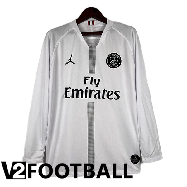 Paris PSG Retro Football Shirt Away Long Sleeve White 2018-2019
