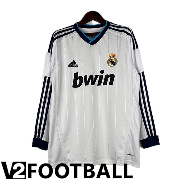 Real Madrid Retro Football Shirt Home Long Sleeve White 2012-2013