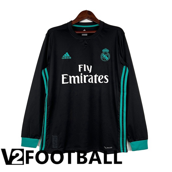 Real Madrid Retro Long Sleeve Football Shirt Away Black 2017-2018