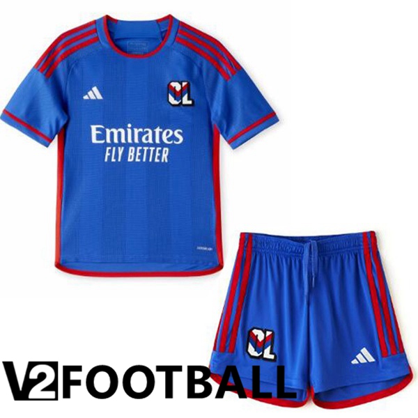 Lyon OL Kids Away Soccer Shirt Blue 2023/2024
