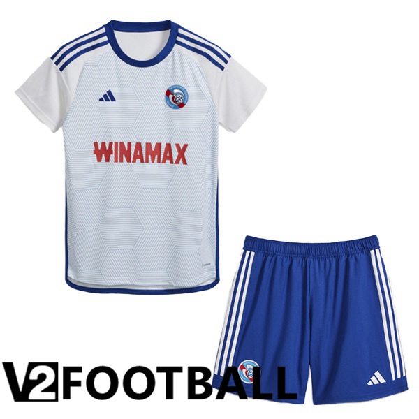 RC Strasbourg Alsace Kids Away Soccer Shirt White 2023/2024