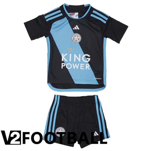 Leicester City Kids Away Soccer Shirt Blue Black 2023/2024