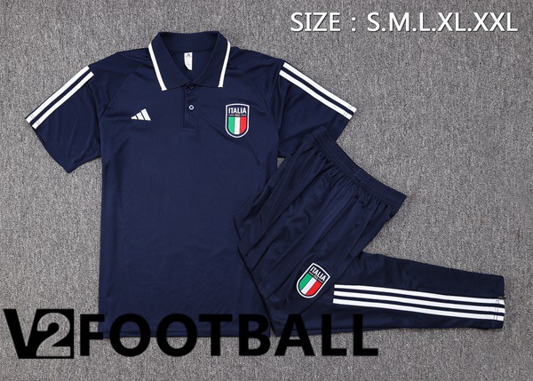 Italy Soccer Polo + Pants Blue Royal 2023/2024