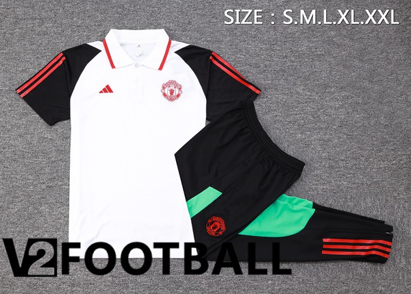 Manchester United Soccer Polo + Pants White 2023/2024