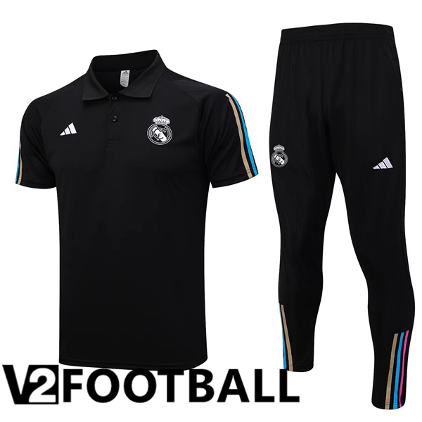 Real Madrid Soccer Polo + Pants Black 2023/2024