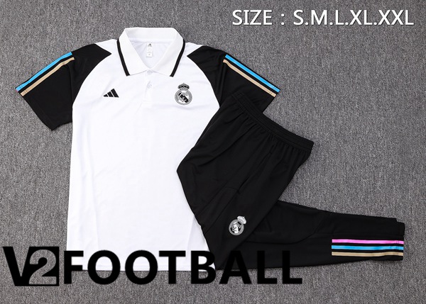 Real Madrid Soccer Polo + Pants White 2023/2024