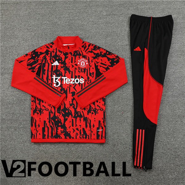 Manchester United Training Tracksuit Suit Red Black 2023/2024