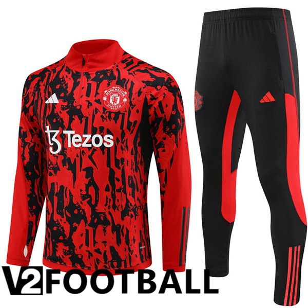 Manchester United Training Tracksuit Suit Red Black 2023/2024