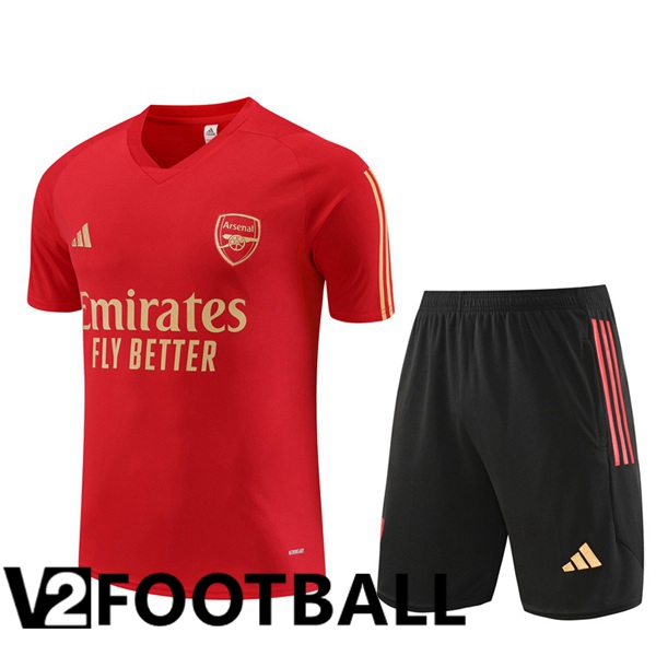 Arsenal Training T Shirt + Shorts Red 2023/2024