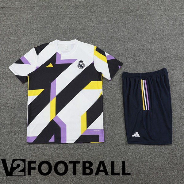 Real Madrid Training T Shirt + Shorts White Black 2023/2024