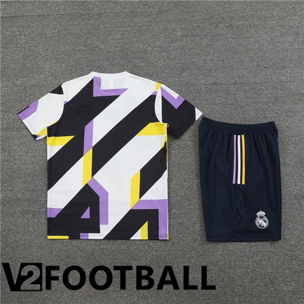 Real Madrid Training T Shirt + Shorts White Black 2023/2024