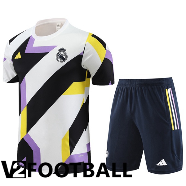 Real Madrid Training T Shirt + Shorts White Black 2023/2024