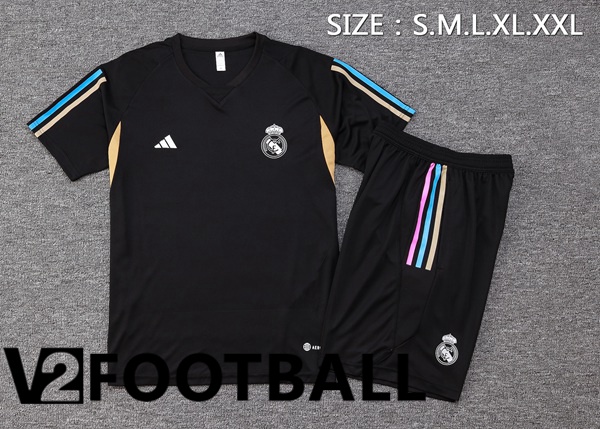 Real Madrid Training T Shirt + Shorts Black 2023/2024