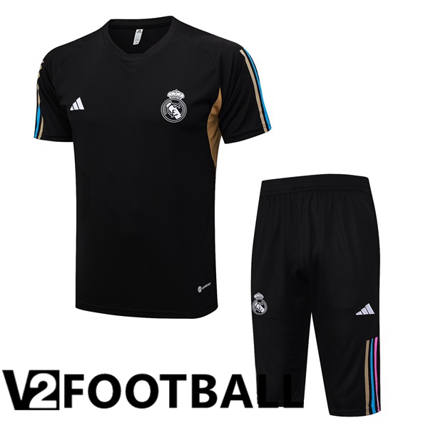 Real Madrid Training T Shirt + Shorts Black 2023/2024