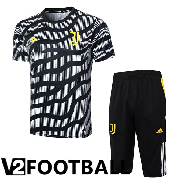 Juventus Training T Shirt + Shorts Black 2023/2024