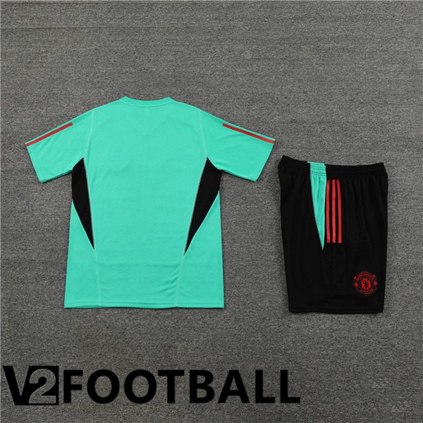 Manchester United Training T Shirt + Shorts Green 2023/2024