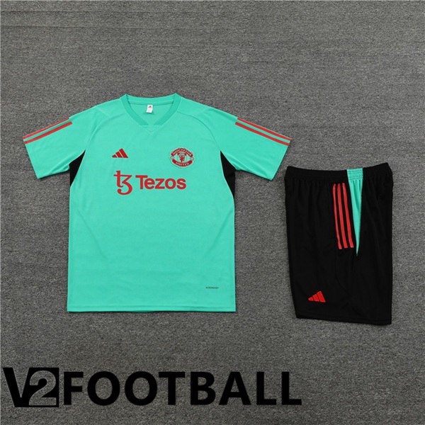 Manchester United Training T Shirt + Shorts Green 2023/2024