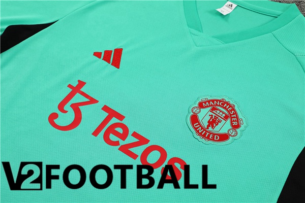 Manchester United Training T Shirt + Shorts Green 2023/2024