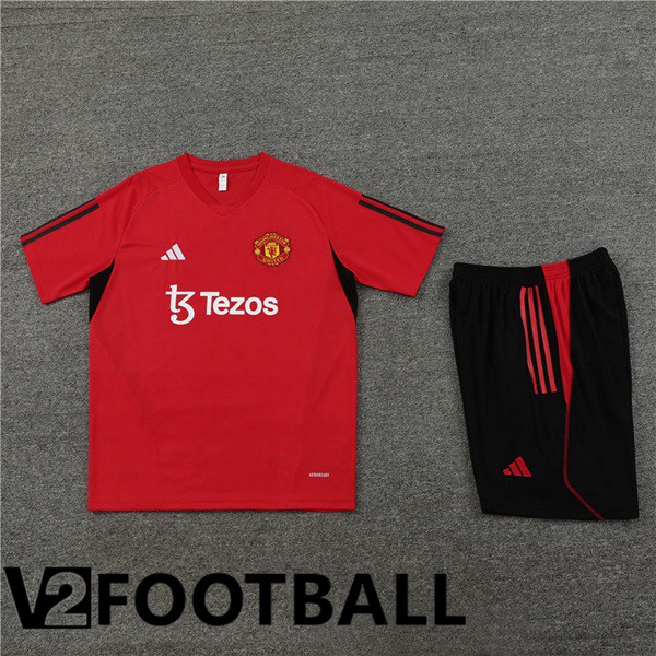 Manchester United Training T Shirt + Shorts Red 2023/2024