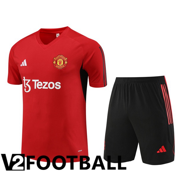 Manchester United Training T Shirt + Shorts Red 2023/2024