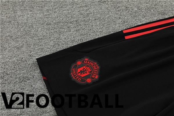 Manchester United Training T Shirt + Shorts Black Red 2023/2024