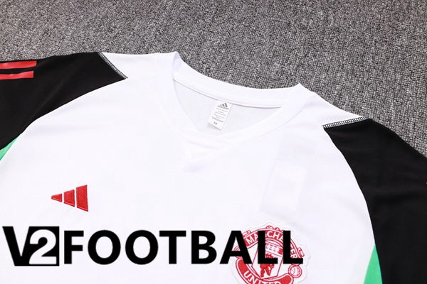 Manchester United Training T Shirt + Shorts White 2023/2024