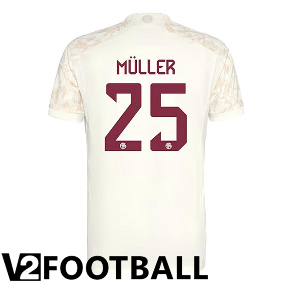 Bayern Munich Müller 25 Third Soccer Shirt Yellow 2023/2024