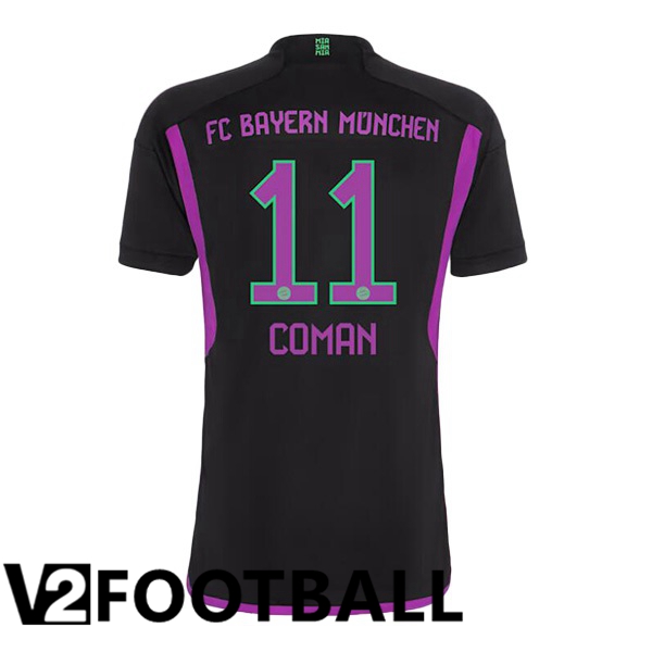 Bayern Munich Coman 11 Away Soccer Shirt Black 2023/2024